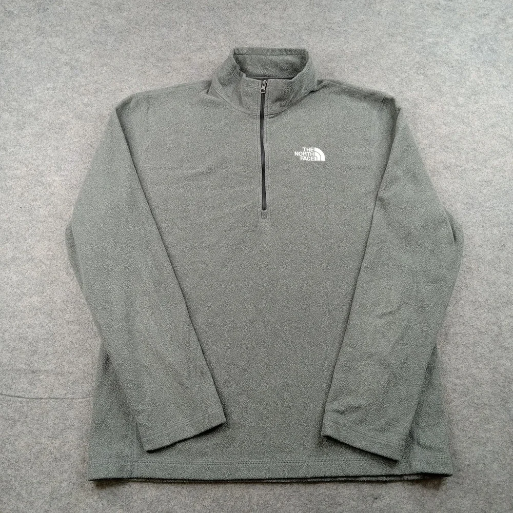 The North Face Pullover Mens Medium Gray‎ 1/4 Zip Fleece Long Sleeve Hiking Top